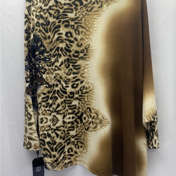 CLARA SUNWOO Animal Print Tunic in Brown and Cream dropped shoulder W LG - Picture 2 of 13